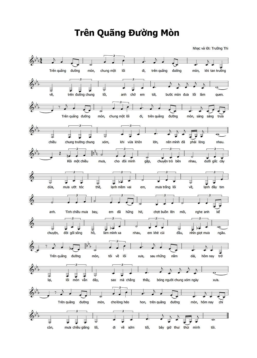 Sheet nhạc Trên Quãng Đường Mòn